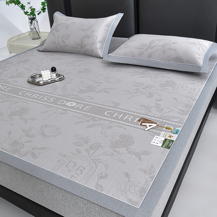 91家纺网 家纺一手货源 找家纺 小牛席业 2026春夏新款【实拍风格】双PE高凉感凉席席子-盛世蔷薇冰丝席 盛世蔷薇-香槟