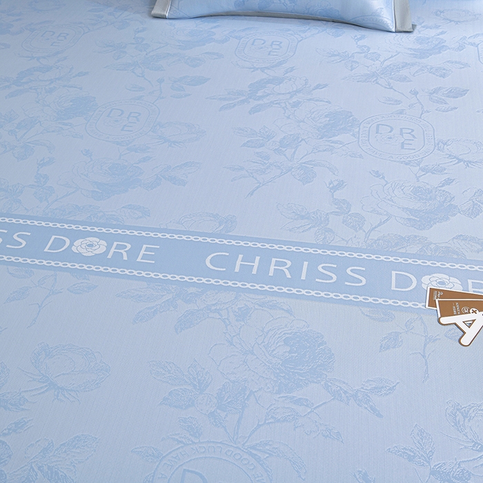 91家纺网 家纺一手货源 找家纺 小牛席业 2026春夏新款【实拍风格】双PE高凉感凉席席子-盛世蔷薇冰丝席 盛世蔷薇-蓝色