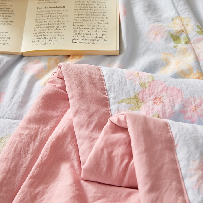 91家纺网 家纺一手货源 找家纺 海洋家纺 2026新款100%新疆棉花印花夏被亲肤仿棉夏凉被纯手包边空调被薄被子 莫奈花园