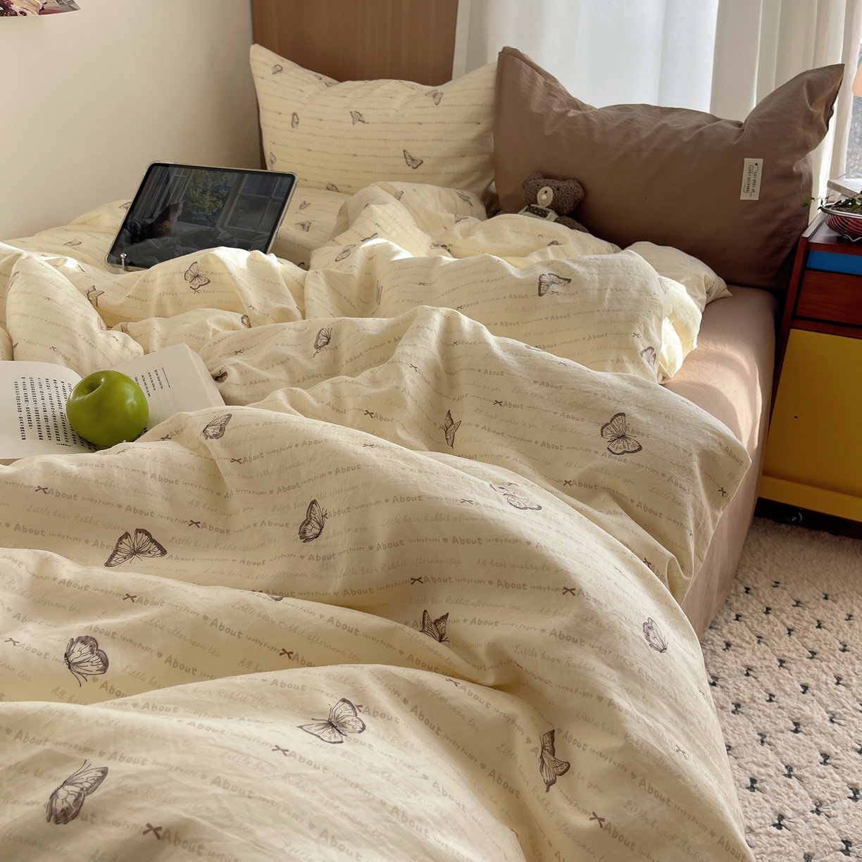 91家纺网 家纺一手货源 找家纺 （总）轻奢坊 2026新款水洗棉可露丽撞色四件套