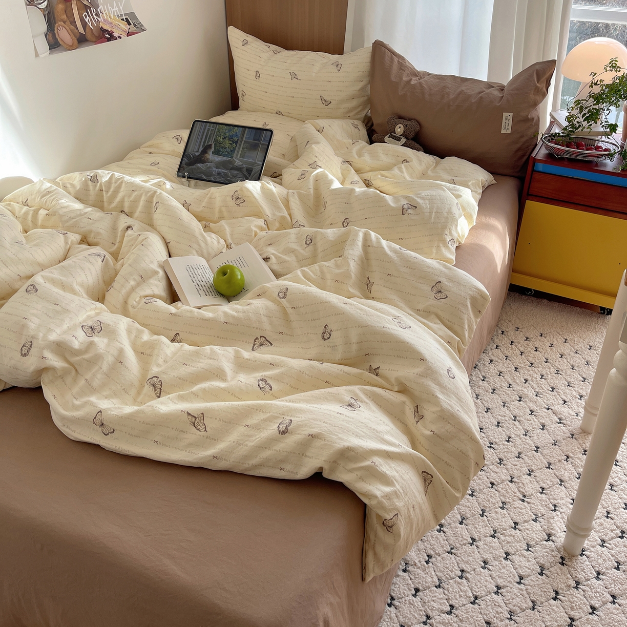 91家纺网 家纺一手货源 找家纺 （总）轻奢坊 2026新款水洗棉可露丽撞色四件套