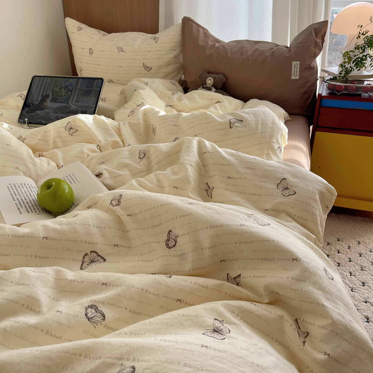 91家纺网 家纺一手货源 找家纺 （总）轻奢坊 2026新款水洗棉可露丽撞色四件套