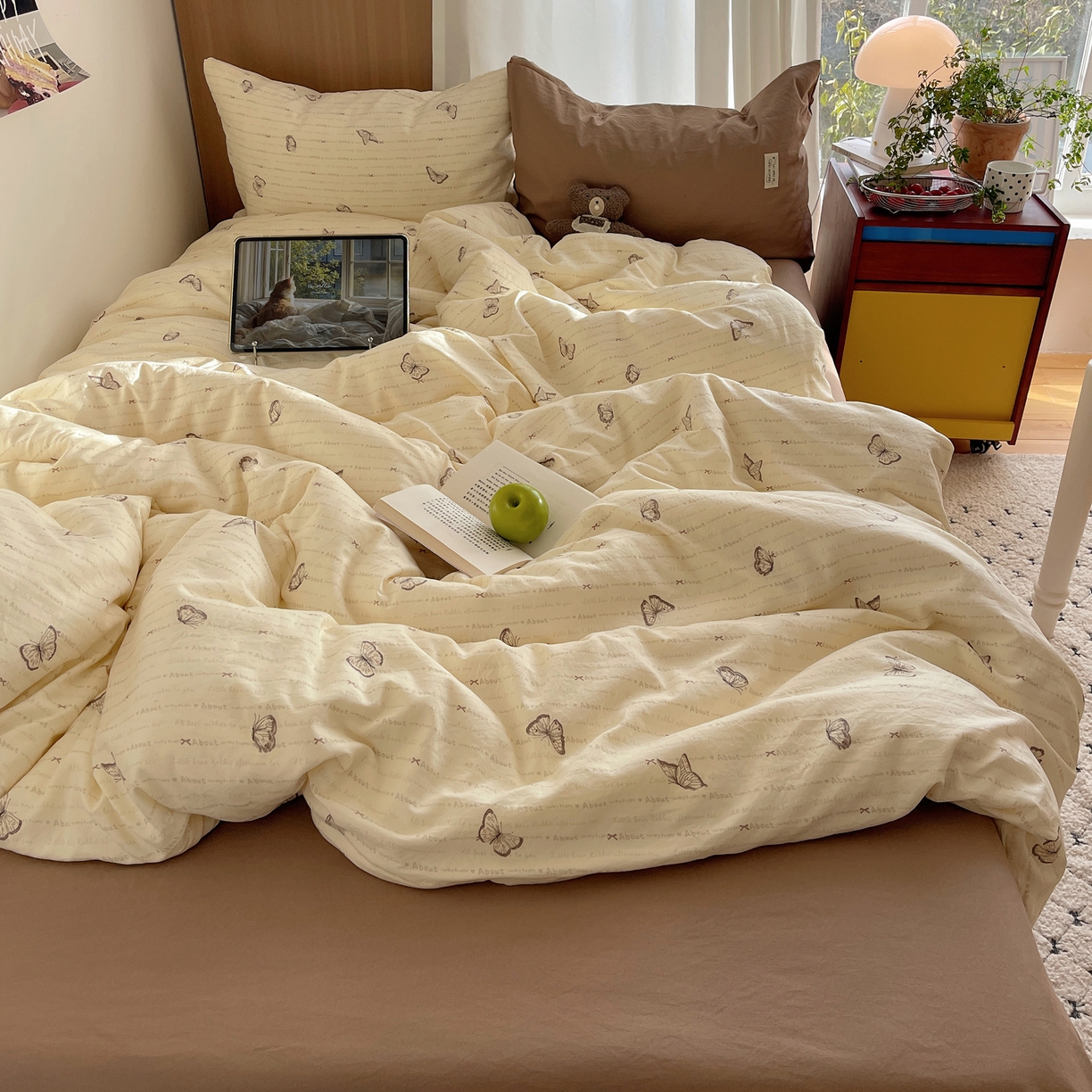 91家纺网 家纺一手货源 找家纺 （总）轻奢坊 2026新款水洗棉可露丽撞色四件套