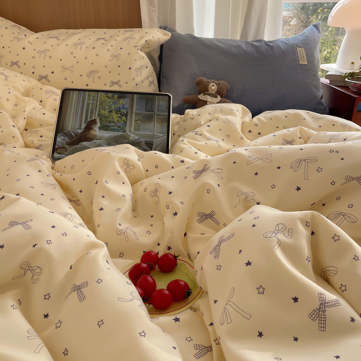 91家纺网 家纺一手货源 找家纺 轻奢坊 2026新款水洗棉可露丽撞色四件套 可露丽结