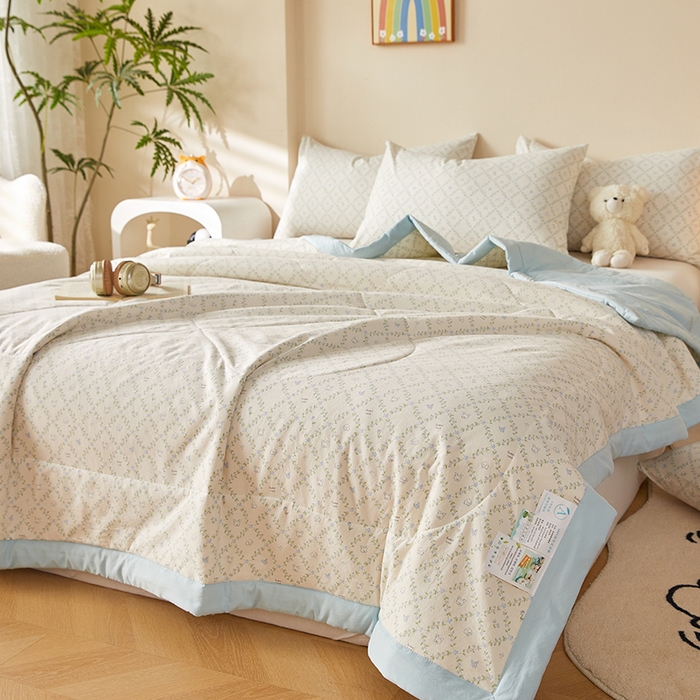 91家纺网 家纺一手货源 找家纺 海洋家纺 2026新款100%新疆棉花印花夏被亲肤仿棉夏凉被纯手包边空调被薄被子 素颜