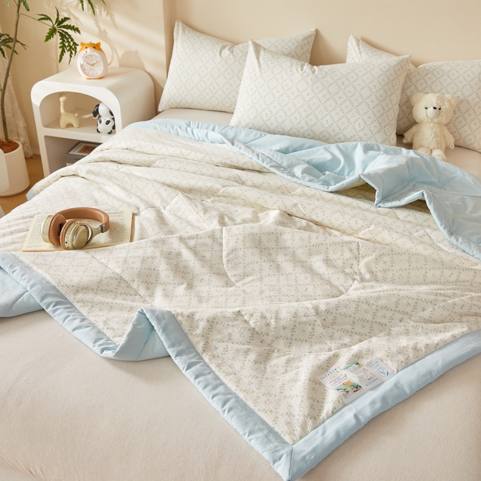 91家纺网 家纺一手货源 找家纺 海洋家纺 2026新款100%新疆棉花印花夏被亲肤仿棉夏凉被纯手包边空调被薄被子 素颜