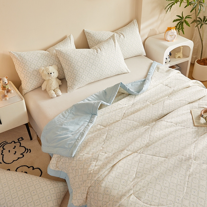 91家纺网 家纺一手货源 找家纺 海洋家纺 2026新款100%新疆棉花印花夏被亲肤仿棉夏凉被纯手包边空调被薄被子 素颜