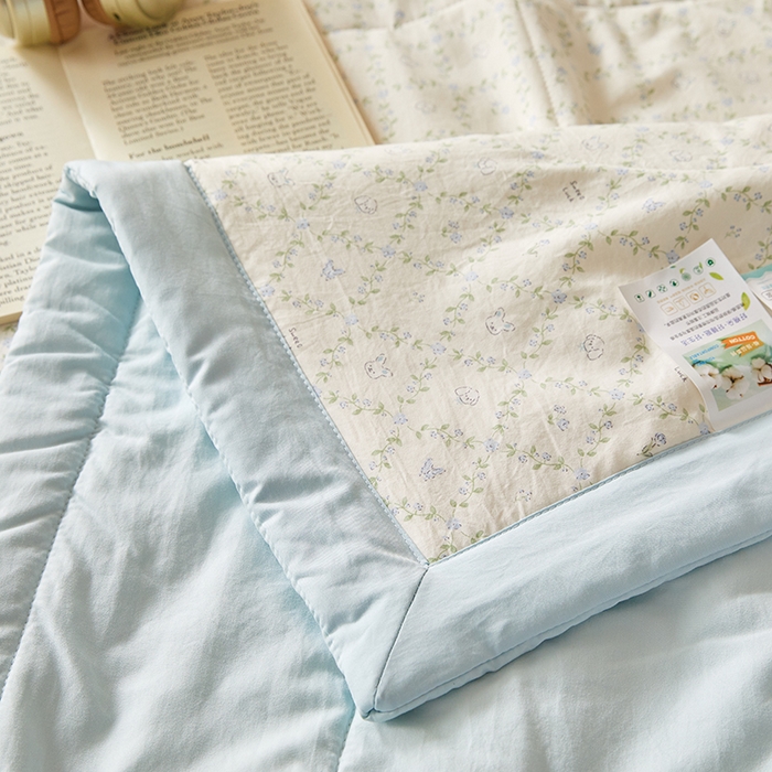 91家纺网 家纺一手货源 找家纺 海洋家纺 2026新款100%新疆棉花印花夏被亲肤仿棉夏凉被纯手包边空调被薄被子 素颜