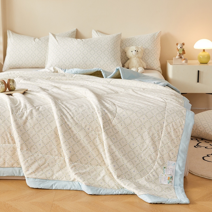 91家纺网 家纺一手货源 找家纺 海洋家纺 2026新款100%新疆棉花印花夏被亲肤仿棉夏凉被纯手包边空调被薄被子 素颜