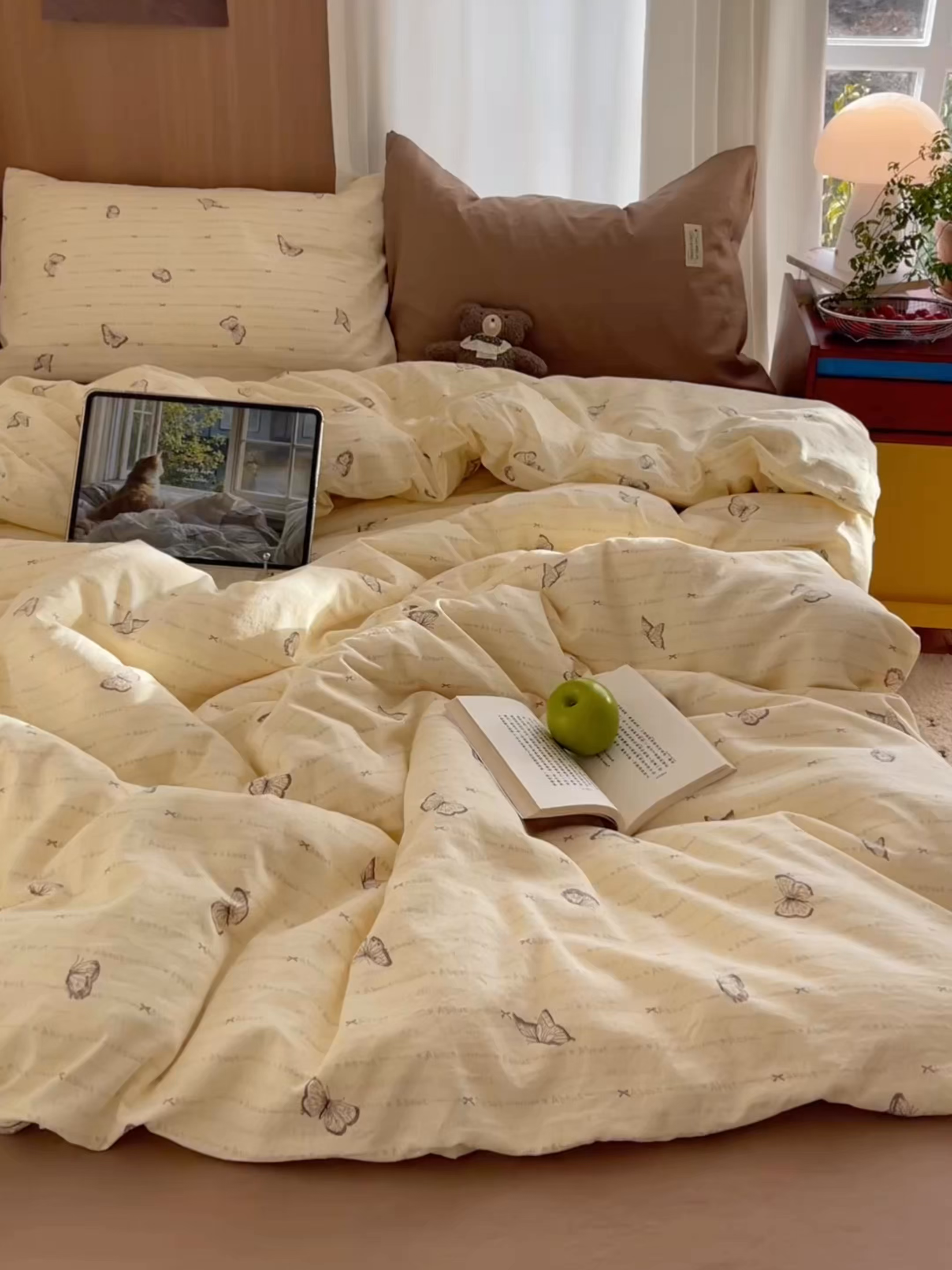 91家纺网 家纺一手货源 找家纺 （总）轻奢坊 2026新款水洗棉可露丽撞色四件套