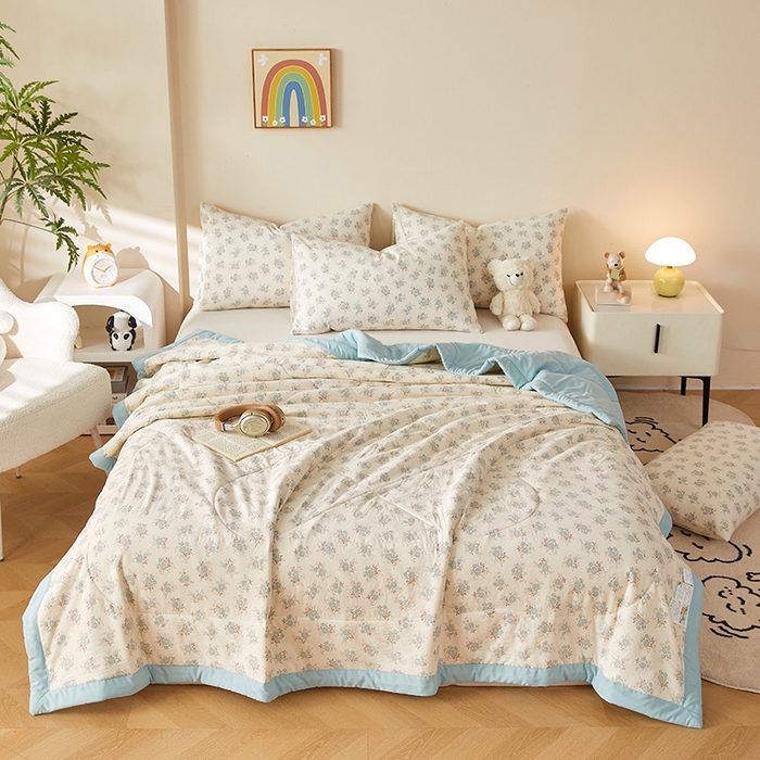 91家纺网 家纺一手货源 找家纺 海洋家纺 2026新款100%新疆棉花印花夏被亲肤仿棉夏凉被纯手包边空调被薄被子 优朵 兰