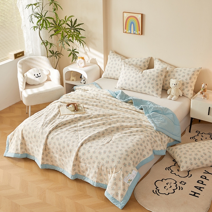 91家纺网 家纺一手货源 找家纺 海洋家纺 2026新款100%新疆棉花印花夏被亲肤仿棉夏凉被纯手包边空调被薄被子 优朵 兰