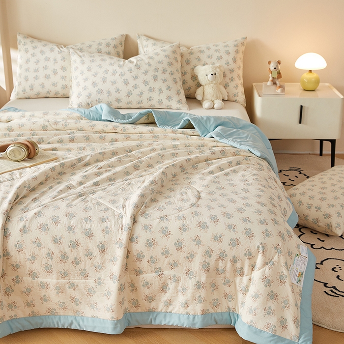 91家纺网 家纺一手货源 找家纺 海洋家纺 2026新款100%新疆棉花印花夏被亲肤仿棉夏凉被纯手包边空调被薄被子 优朵 兰