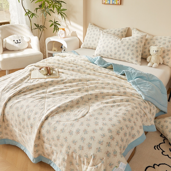 91家纺网 家纺一手货源 找家纺 海洋家纺 2026新款100%新疆棉花印花夏被亲肤仿棉夏凉被纯手包边空调被薄被子 优朵 兰