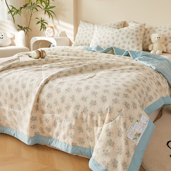 91家纺网 家纺一手货源 找家纺 海洋家纺 2026新款100%新疆棉花印花夏被亲肤仿棉夏凉被纯手包边空调被薄被子 优朵 兰