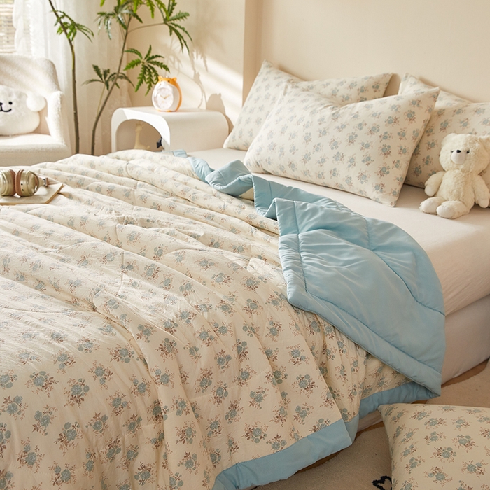 91家纺网 家纺一手货源 找家纺 海洋家纺 2026新款100%新疆棉花印花夏被亲肤仿棉夏凉被纯手包边空调被薄被子 优朵 兰