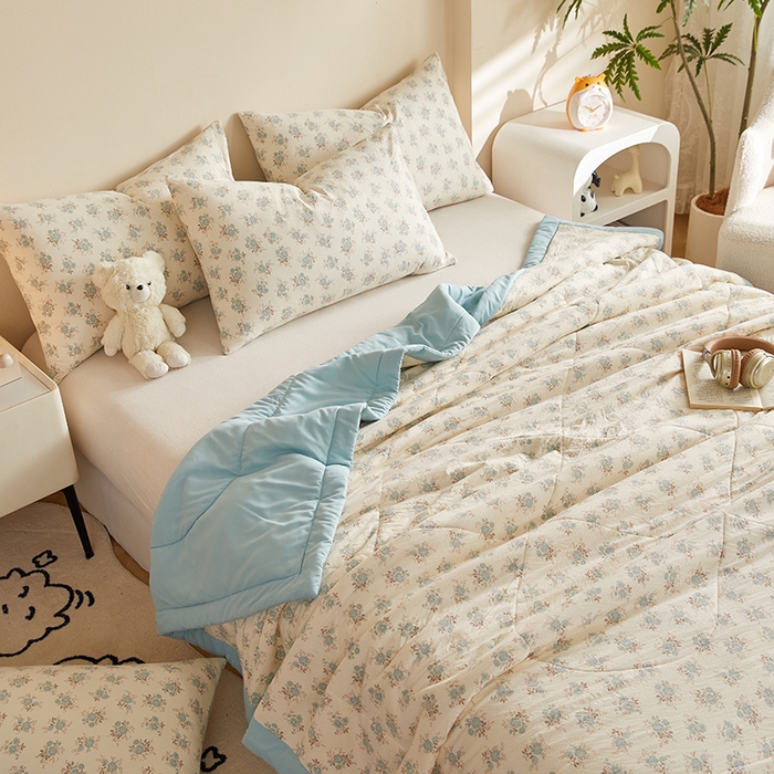 91家纺网 家纺一手货源 找家纺 海洋家纺 2026新款100%新疆棉花印花夏被亲肤仿棉夏凉被纯手包边空调被薄被子 优朵 兰