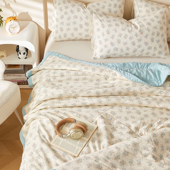 91家纺网 家纺一手货源 找家纺 海洋家纺 2026新款100%新疆棉花印花夏被亲肤仿棉夏凉被纯手包边空调被薄被子 优朵 兰