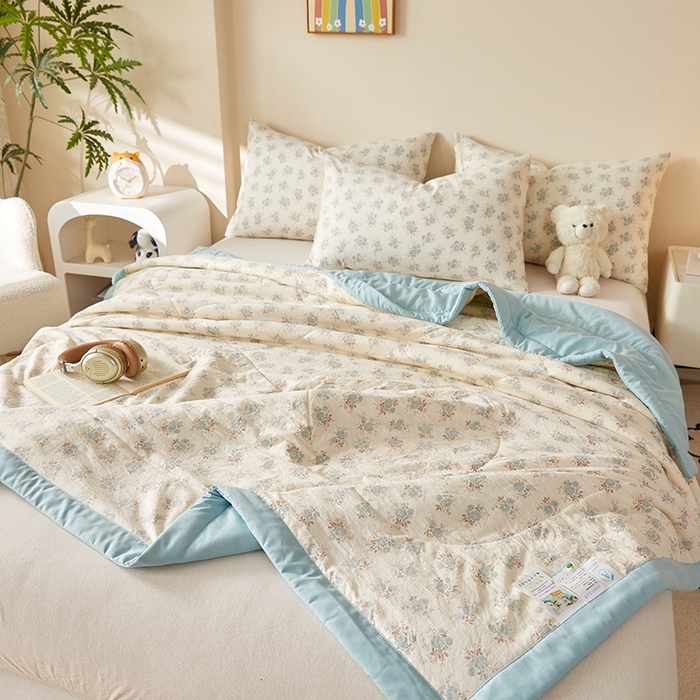 91家纺网 家纺一手货源 找家纺 海洋家纺 2026新款100%新疆棉花印花夏被亲肤仿棉夏凉被纯手包边空调被薄被子 优朵 兰