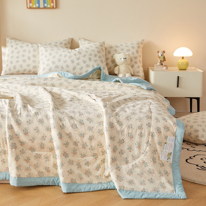 91家纺网 家纺一手货源 找家纺 海洋家纺 2026新款100%新疆棉花印花夏被亲肤仿棉夏凉被纯手包边空调被薄被子 优朵 兰