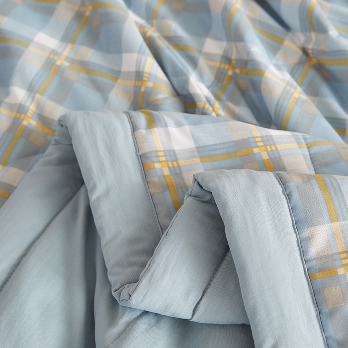 91家纺网 家纺一手货源 找家纺 海洋家纺 2026新款100%新疆棉花印花夏被亲肤仿棉夏凉被纯手包边空调被薄被子 左岸 蓝