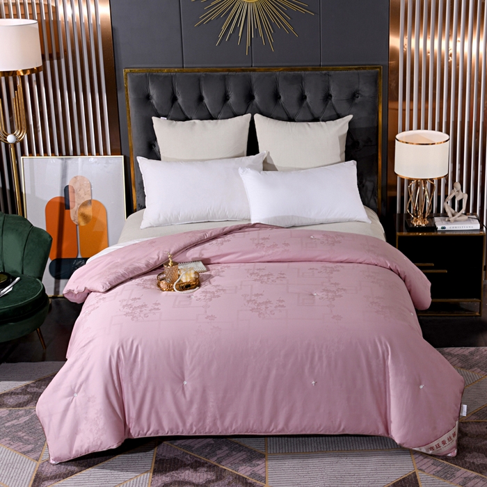 禹祥家纺 2025新款60s全棉提花蚕丝被被子被芯-芳菲影致系列 芳菲影致-豆沙