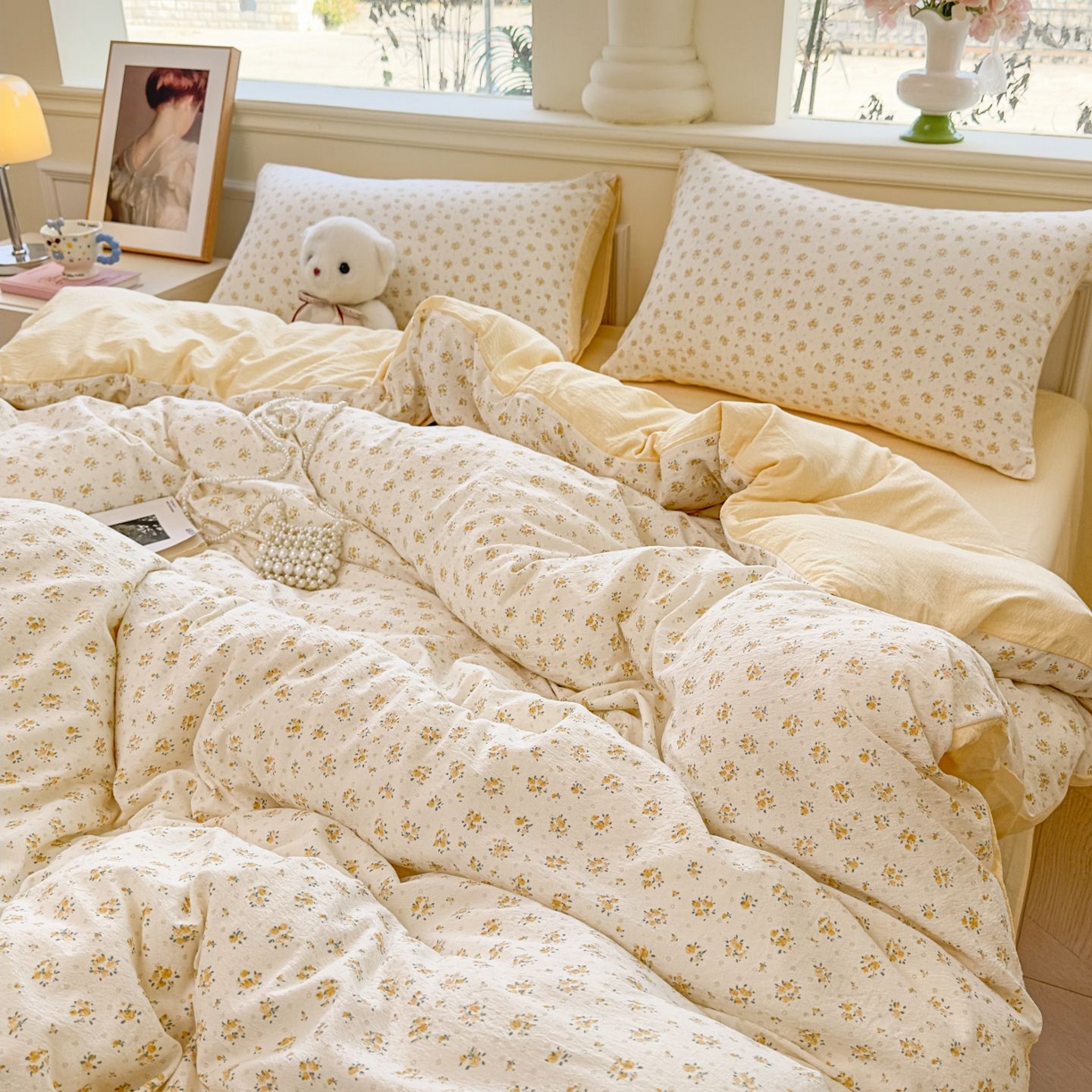 91家纺网 家纺一手货源 找家纺 （总）小蓝孩家纺 2026新款泡泡纱双层纱四件套（不缺货）