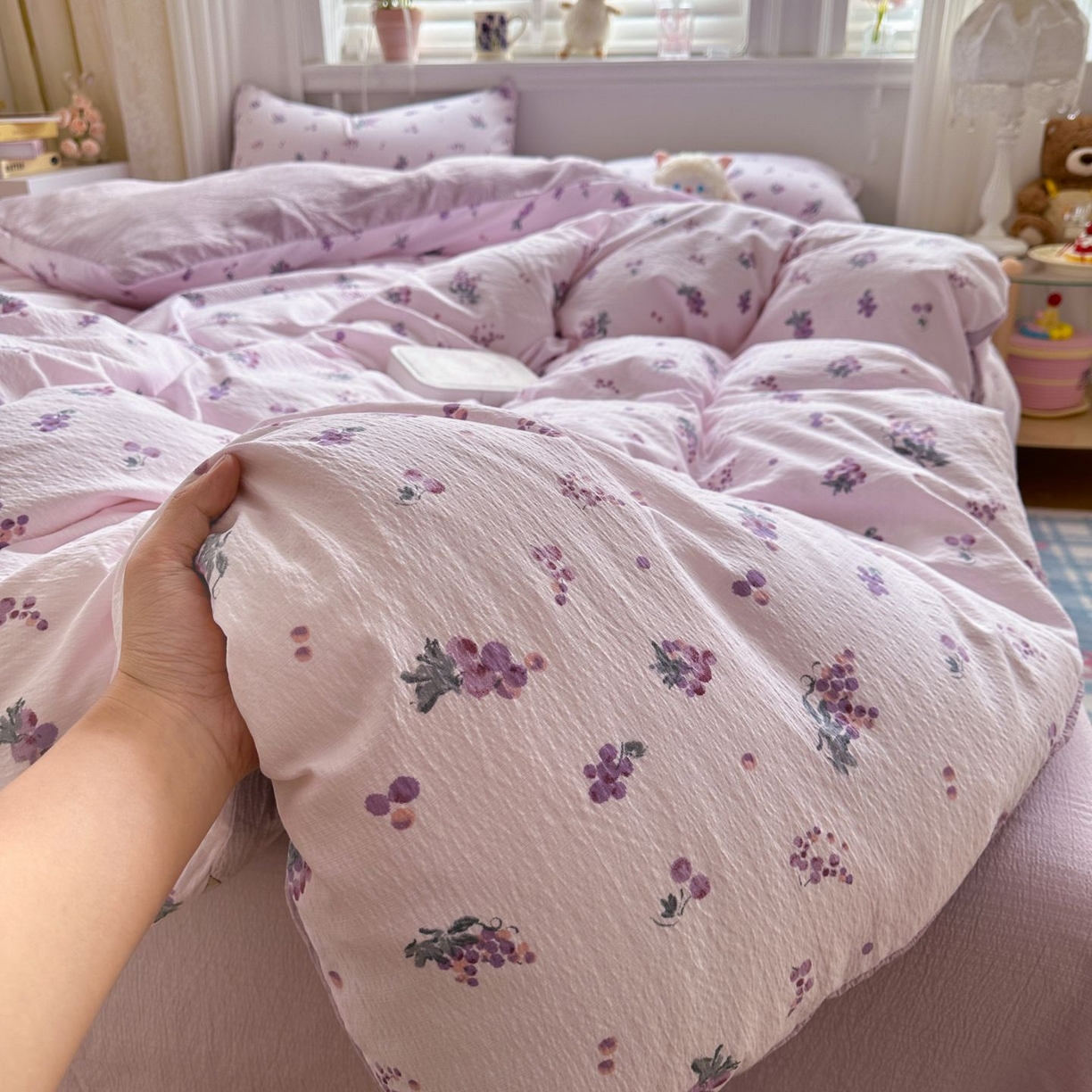 91家纺网 家纺一手货源 找家纺 （总）小蓝孩家纺 2026新款泡泡纱双层纱四件套（不缺货）