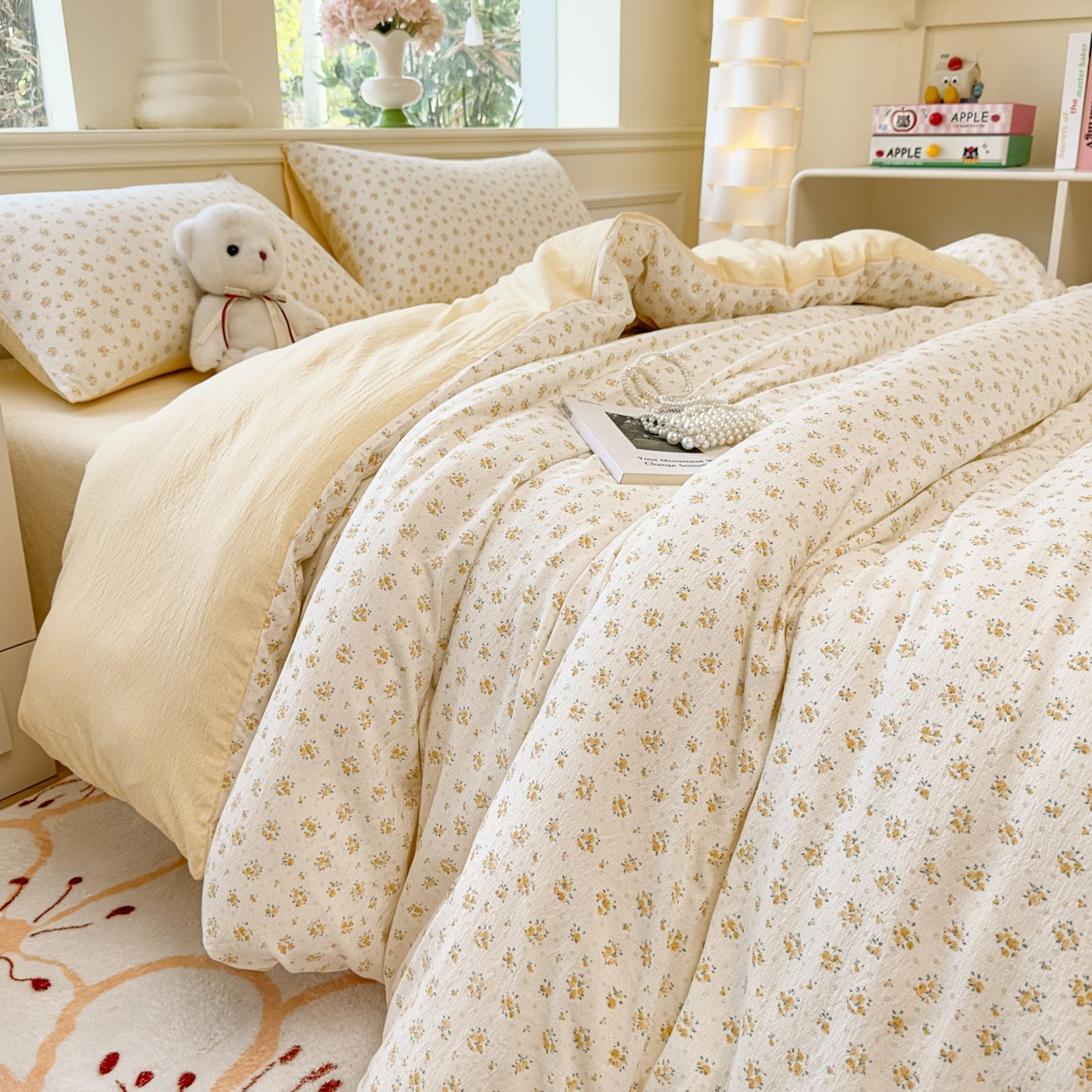 91家纺网 家纺一手货源 找家纺 （总）小蓝孩家纺 2026新款泡泡纱双层纱四件套（不缺货）