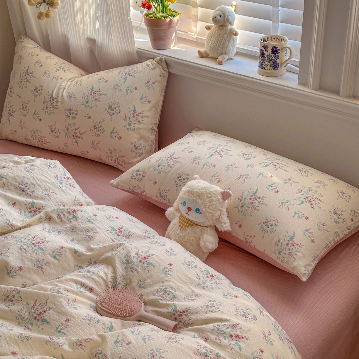 91家纺网 家纺一手货源 找家纺 小蓝孩家纺 2026新款泡泡纱双层纱四件套（不缺货） 奶昔甜糕