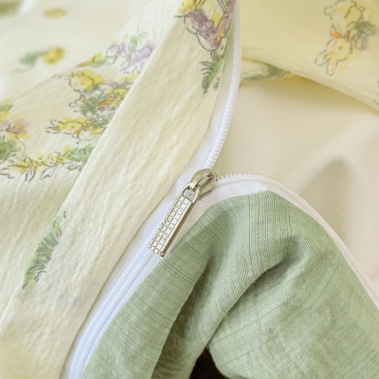 91家纺网 家纺一手货源 找家纺 小蓝孩家纺 2026新款泡泡纱双层纱四件套（不缺货） 小欢喜