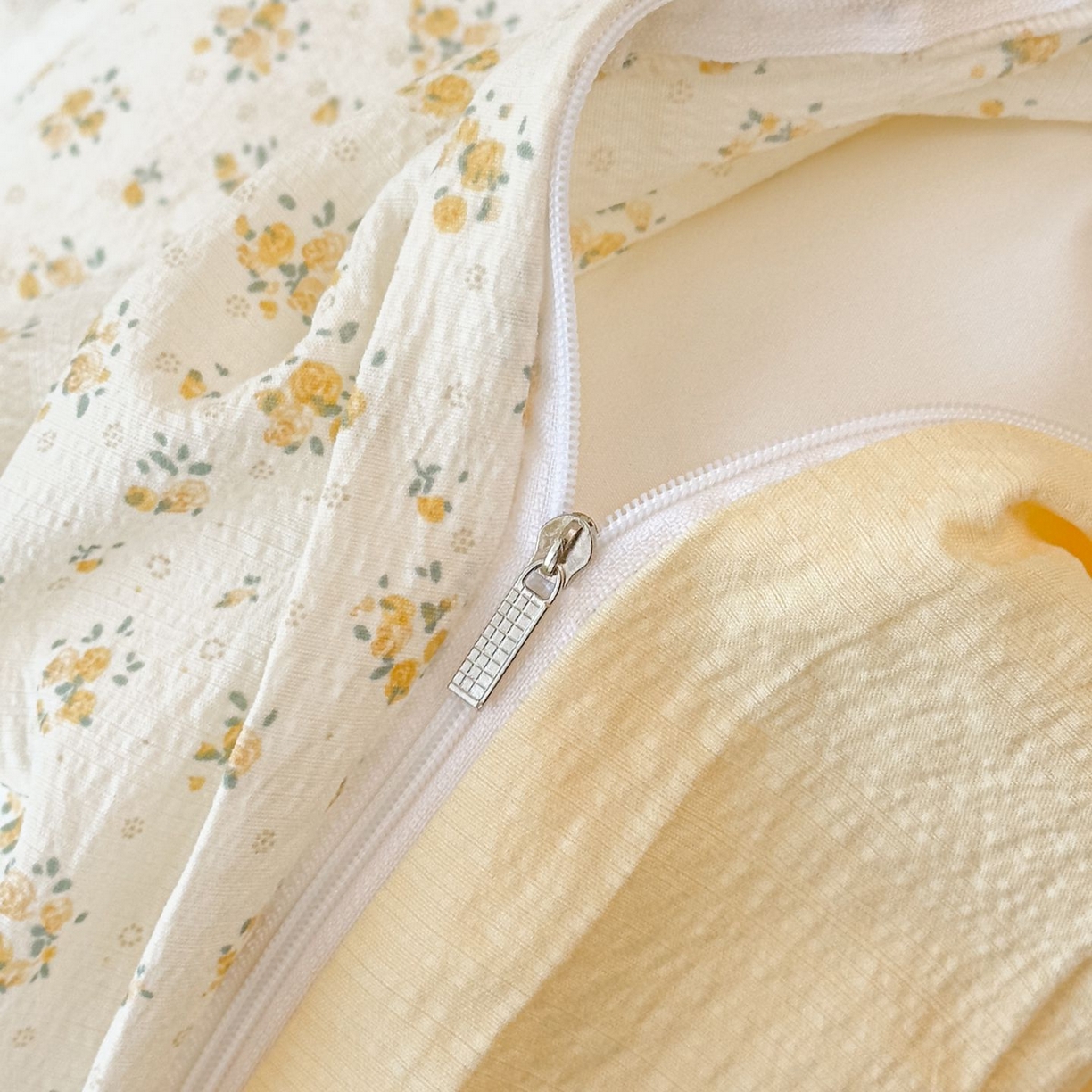 91家纺网 家纺一手货源 找家纺 小蓝孩家纺 2026新款泡泡纱双层纱四件套（不缺货） 雏菊