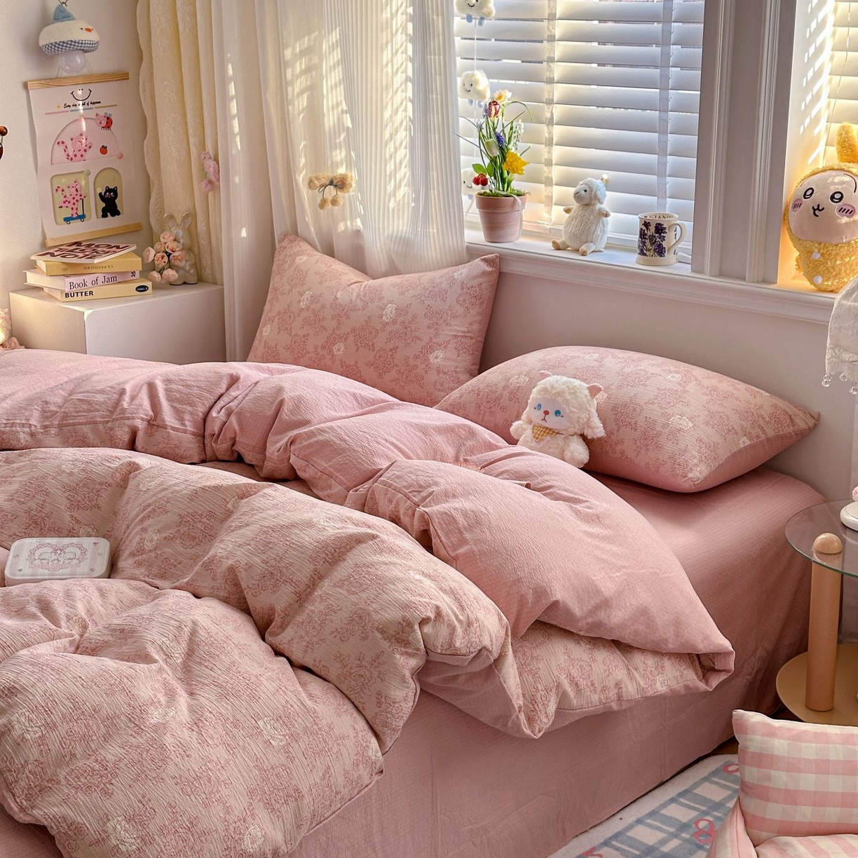 91家纺网 家纺一手货源 找家纺 小蓝孩家纺 2026新款泡泡纱双层纱四件套（不缺货） 知秋