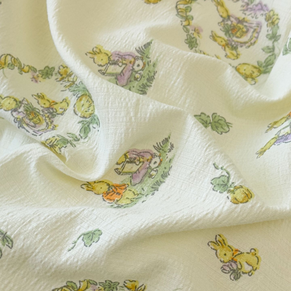 91家纺网 家纺一手货源 找家纺 小蓝孩家纺 2026新款泡泡纱双层纱四件套（不缺货） 小欢喜