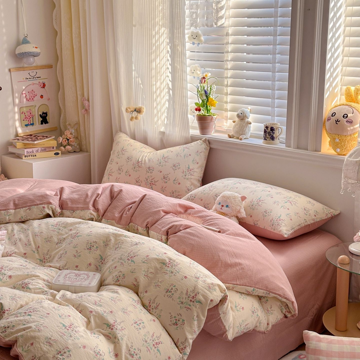 91家纺网 家纺一手货源 找家纺 小蓝孩家纺 2026新款泡泡纱双层纱四件套（不缺货） 奶昔甜糕