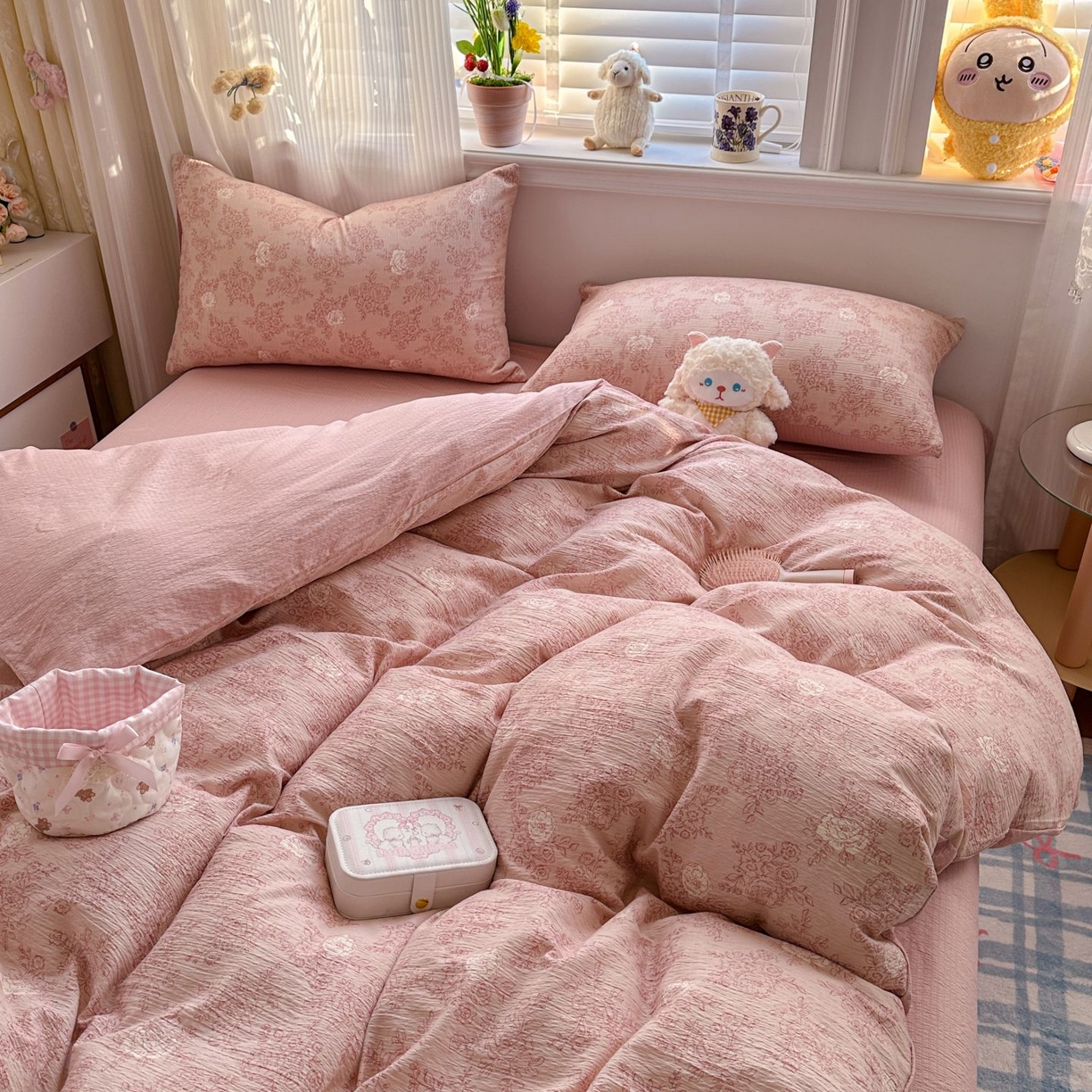 91家纺网 家纺一手货源 找家纺 小蓝孩家纺 2026新款泡泡纱双层纱四件套（不缺货） 知秋