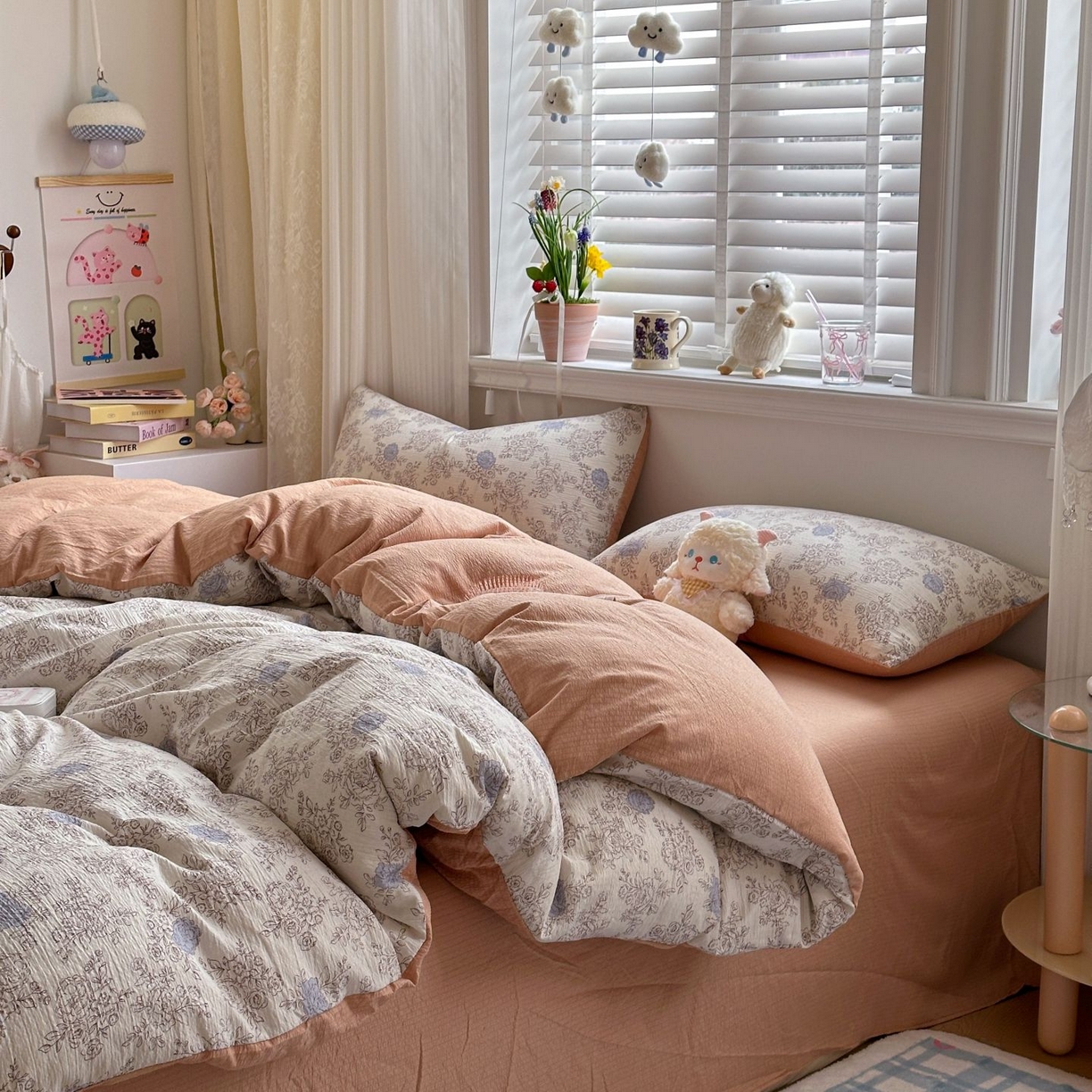 91家纺网 家纺一手货源 找家纺 小蓝孩家纺 2026新款泡泡纱双层纱四件套（不缺货） 欧若拉