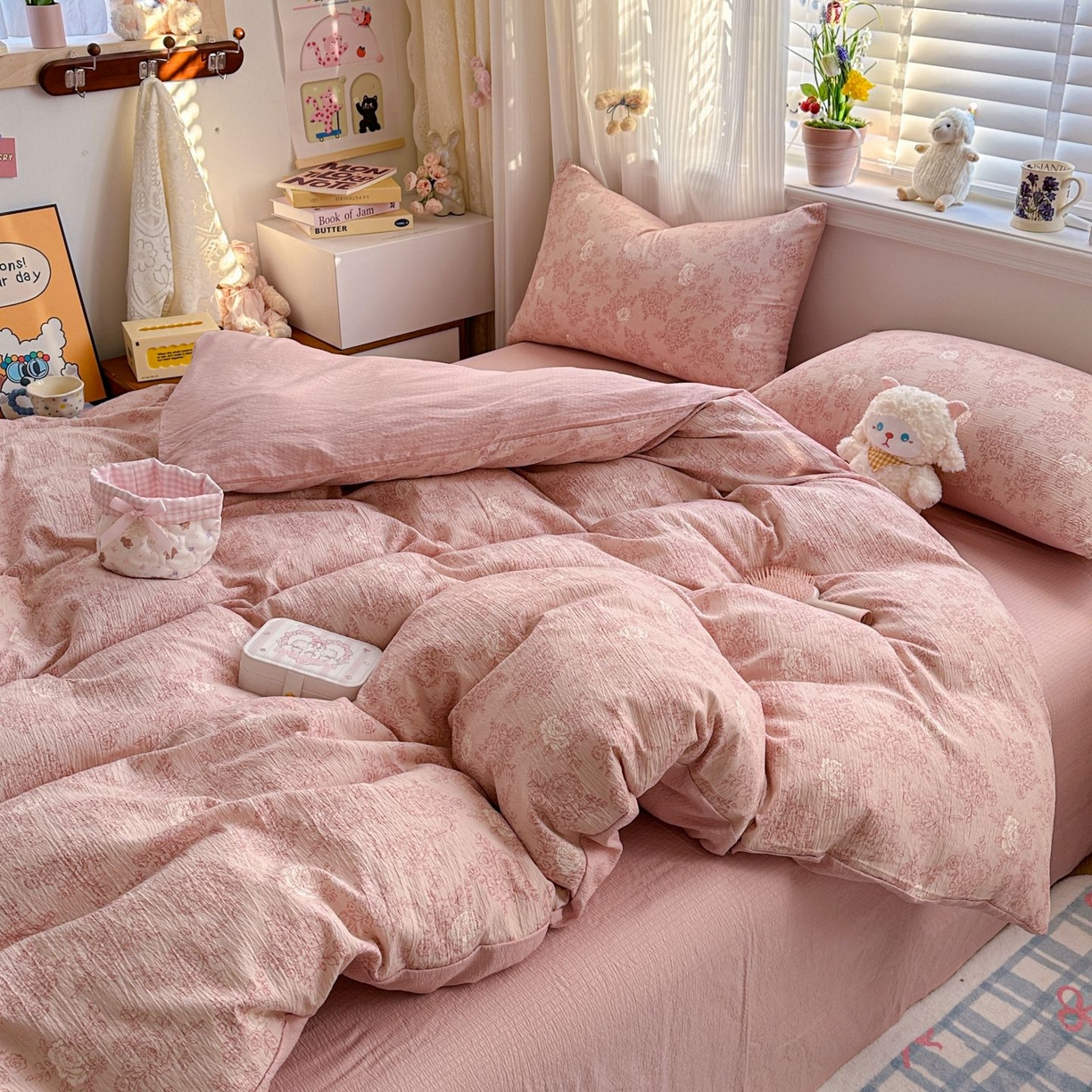 91家纺网 家纺一手货源 找家纺 小蓝孩家纺 2026新款泡泡纱双层纱四件套（不缺货） 知秋