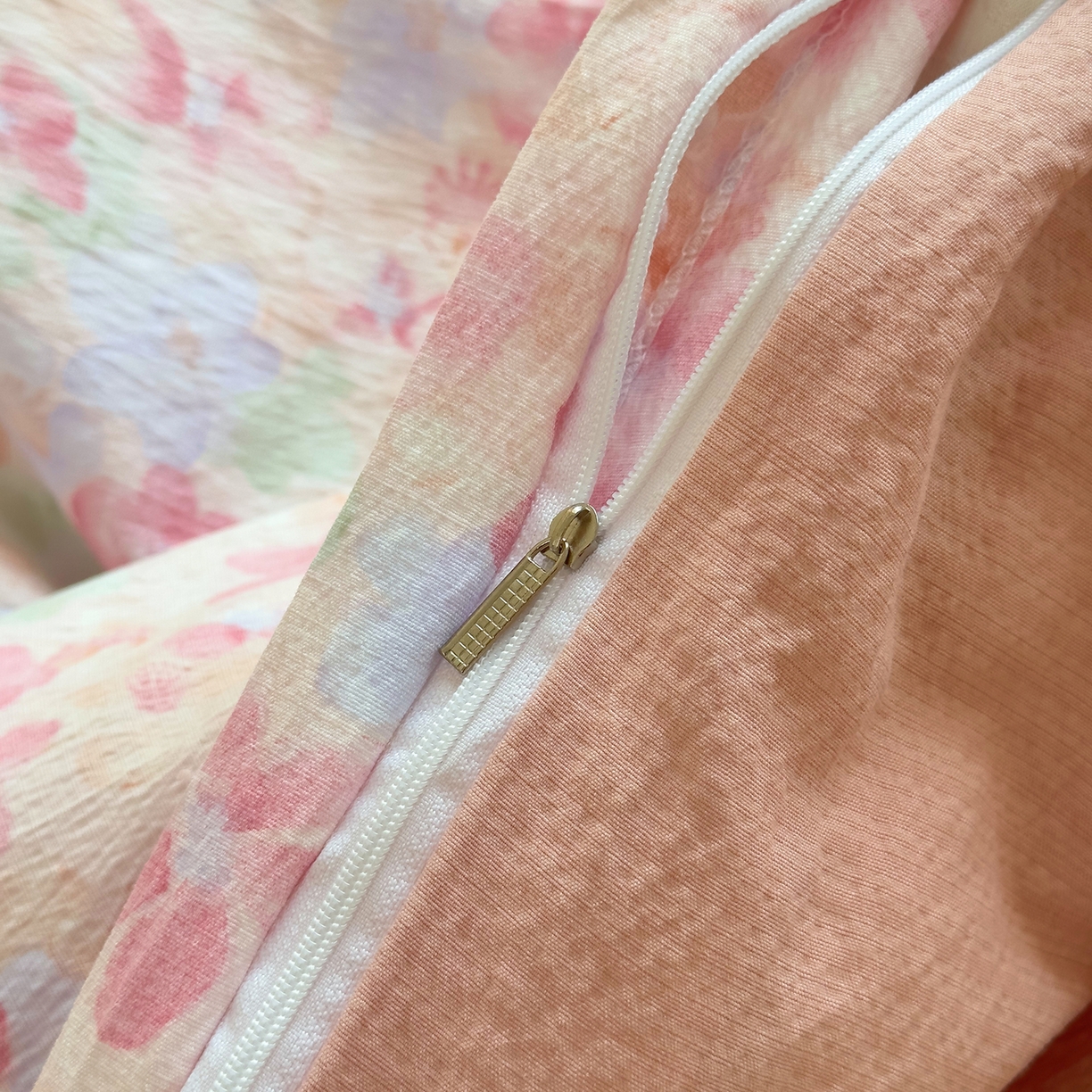 91家纺网 家纺一手货源 找家纺 小蓝孩家纺 2026新款泡泡纱双层纱四件套（不缺货） 十里桃花