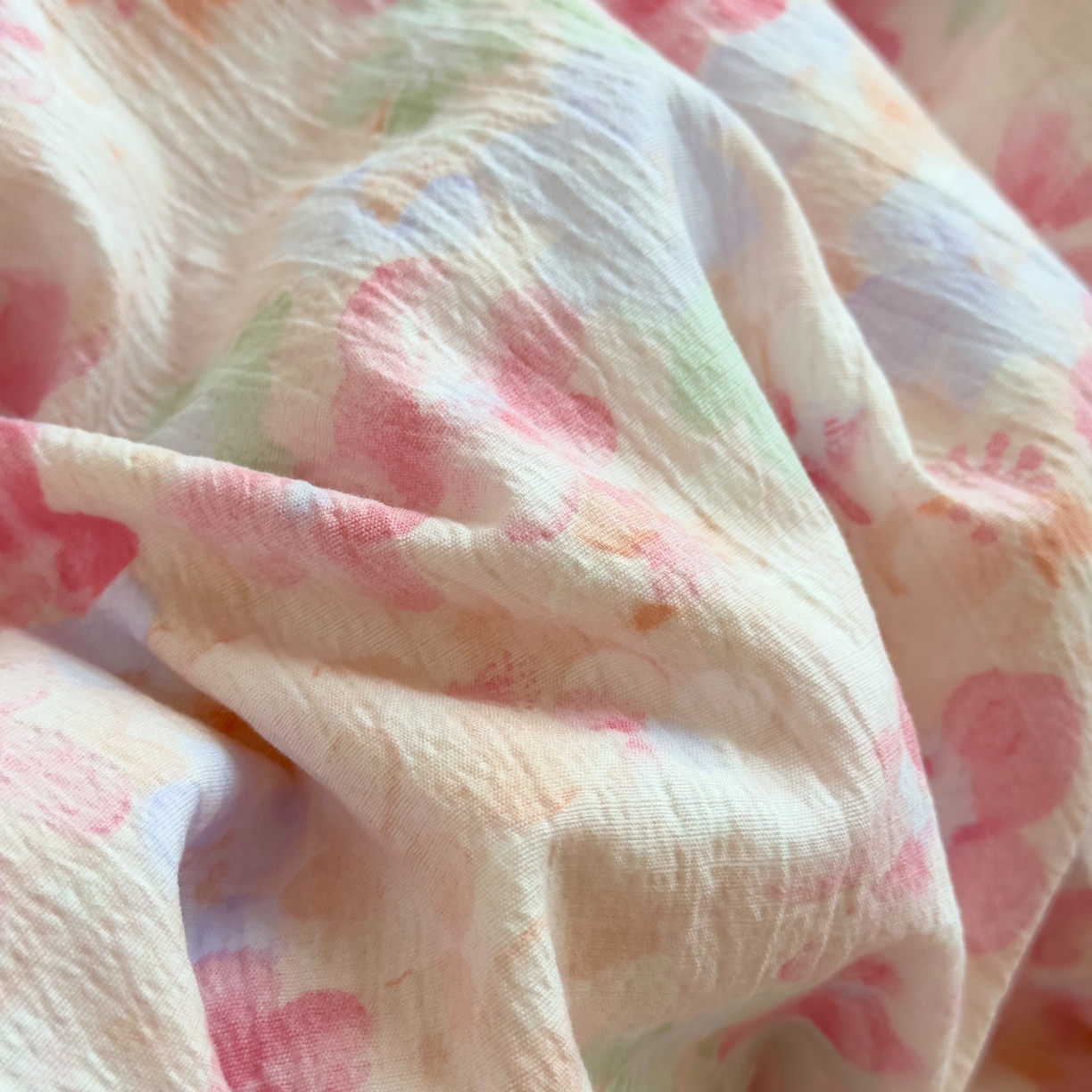 91家纺网 家纺一手货源 找家纺 小蓝孩家纺 2026新款泡泡纱双层纱四件套（不缺货） 十里桃花