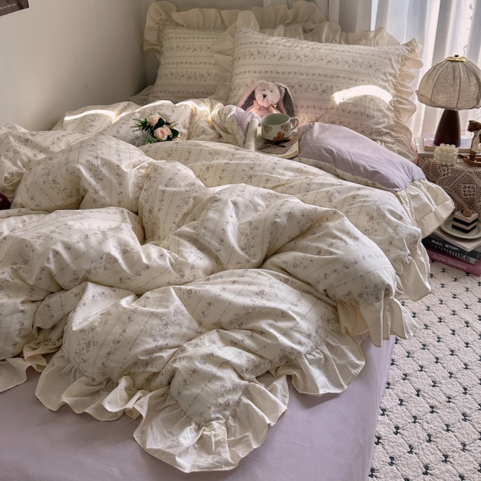 91家纺网 家纺一手货源 找家纺 （总）艾咪-Amy ntmy 2026新款法式田园风全棉纯棉花边款四件套