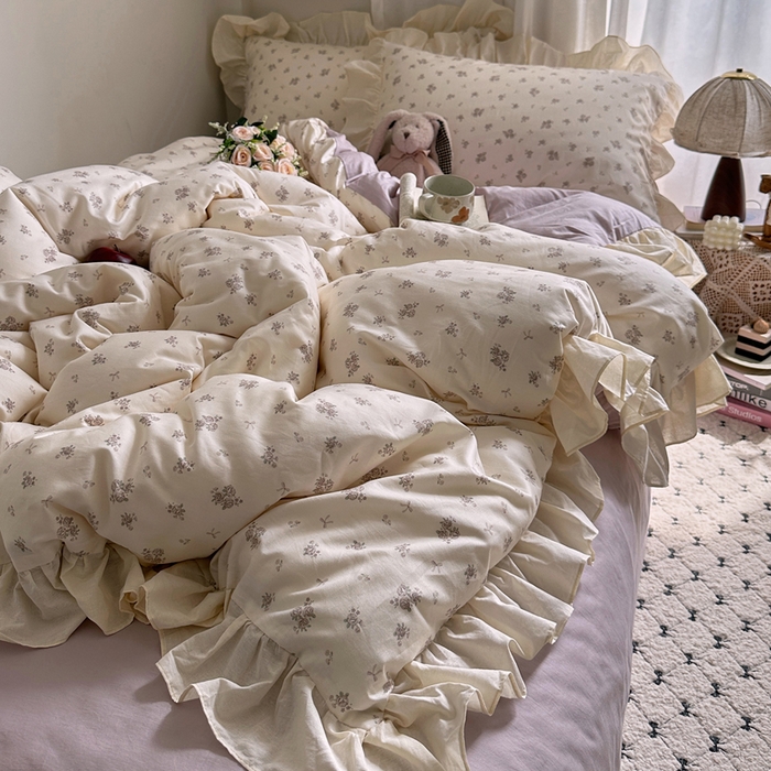 91家纺网 家纺一手货源 找家纺 （总）艾咪-Amy ntmy 2026新款法式田园风全棉纯棉花边款四件套