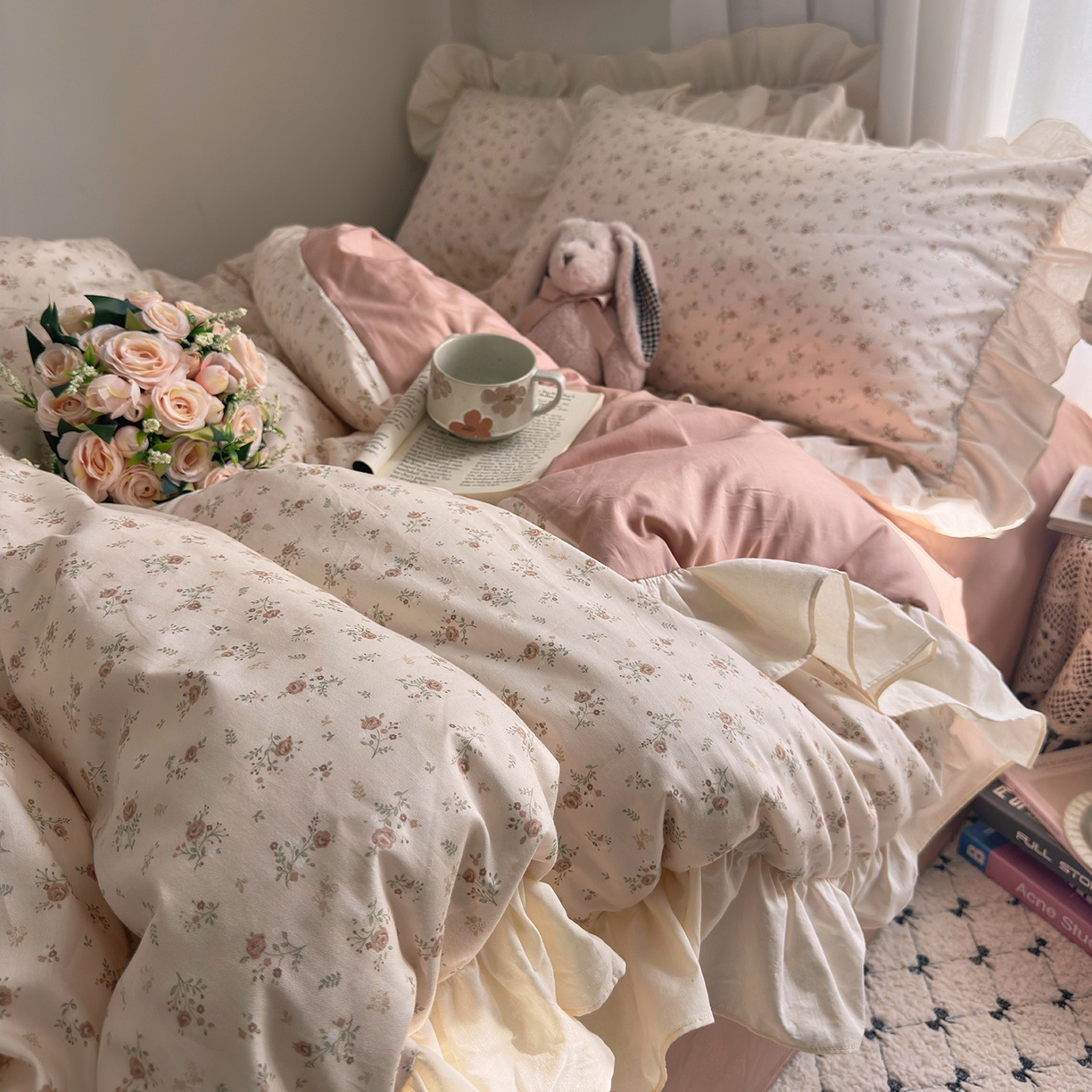 91家纺网 家纺一手货源 找家纺 艾咪-Amy ntmy 2026新款法式田园风全棉纯棉花边款四件套 黛玫