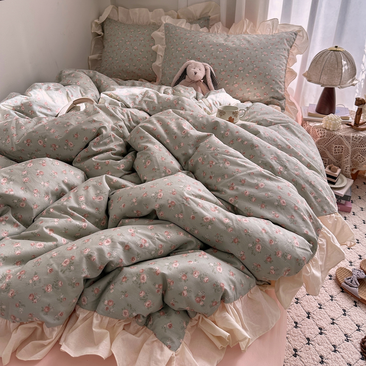 91家纺网 家纺一手货源 找家纺 （总）艾咪-Amy ntmy 2026新款法式田园风全棉纯棉花边款四件套