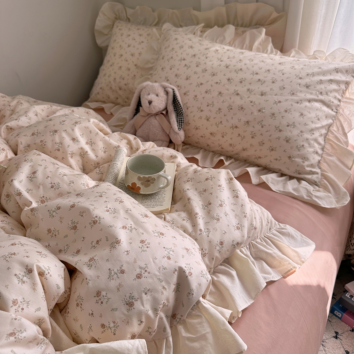 91家纺网 家纺一手货源 找家纺 艾咪-Amy ntmy 2026新款法式田园风全棉纯棉花边款四件套 黛玫