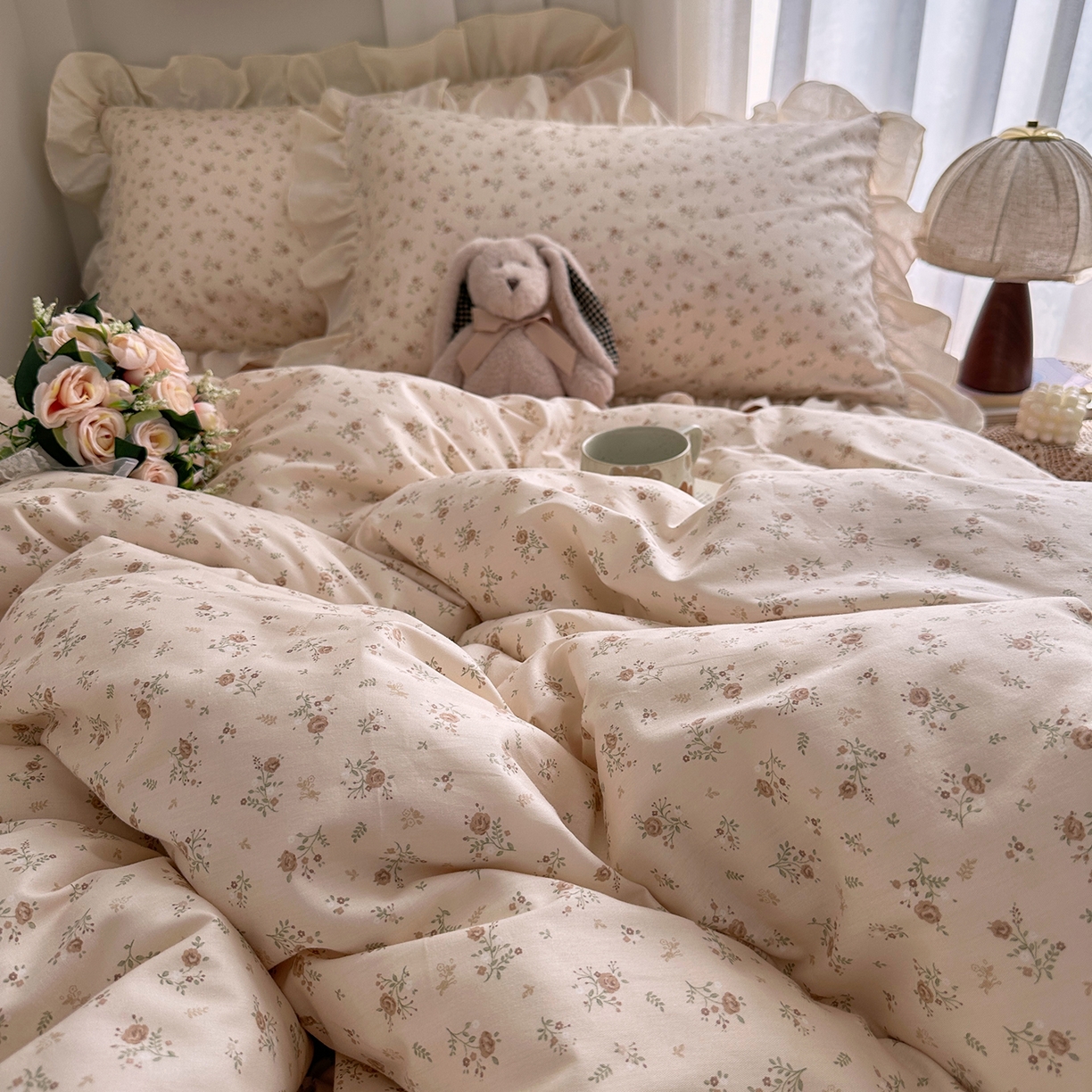 91家纺网 家纺一手货源 找家纺 艾咪-Amy ntmy 2026新款法式田园风全棉纯棉花边款四件套 黛玫