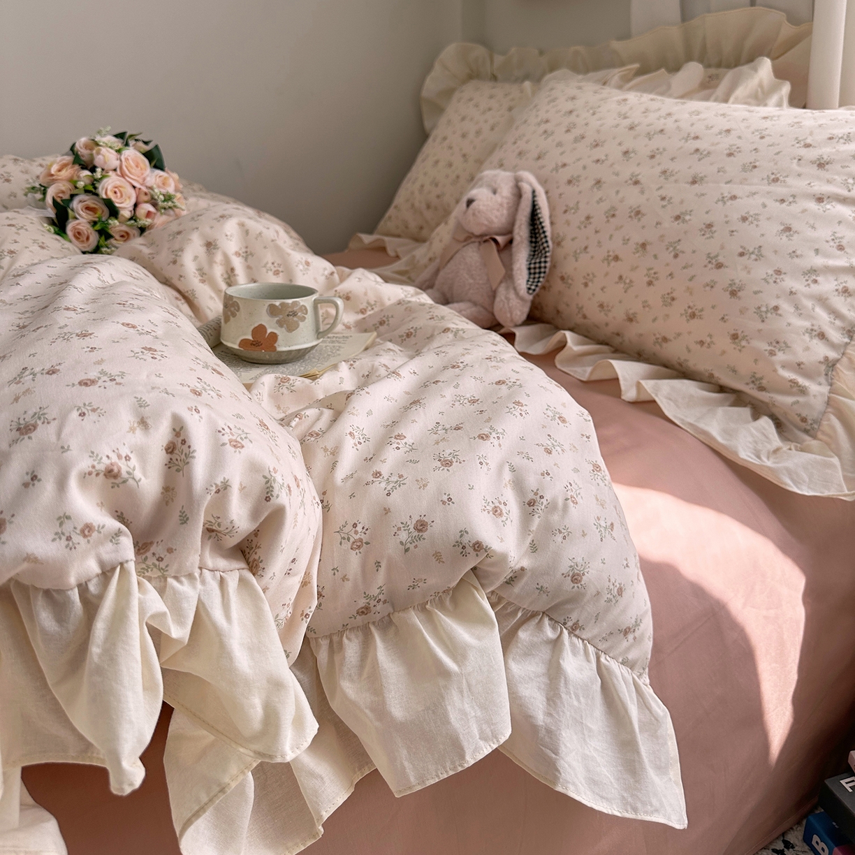 91家纺网 家纺一手货源 找家纺 艾咪-Amy ntmy 2026新款法式田园风全棉纯棉花边款四件套 黛玫