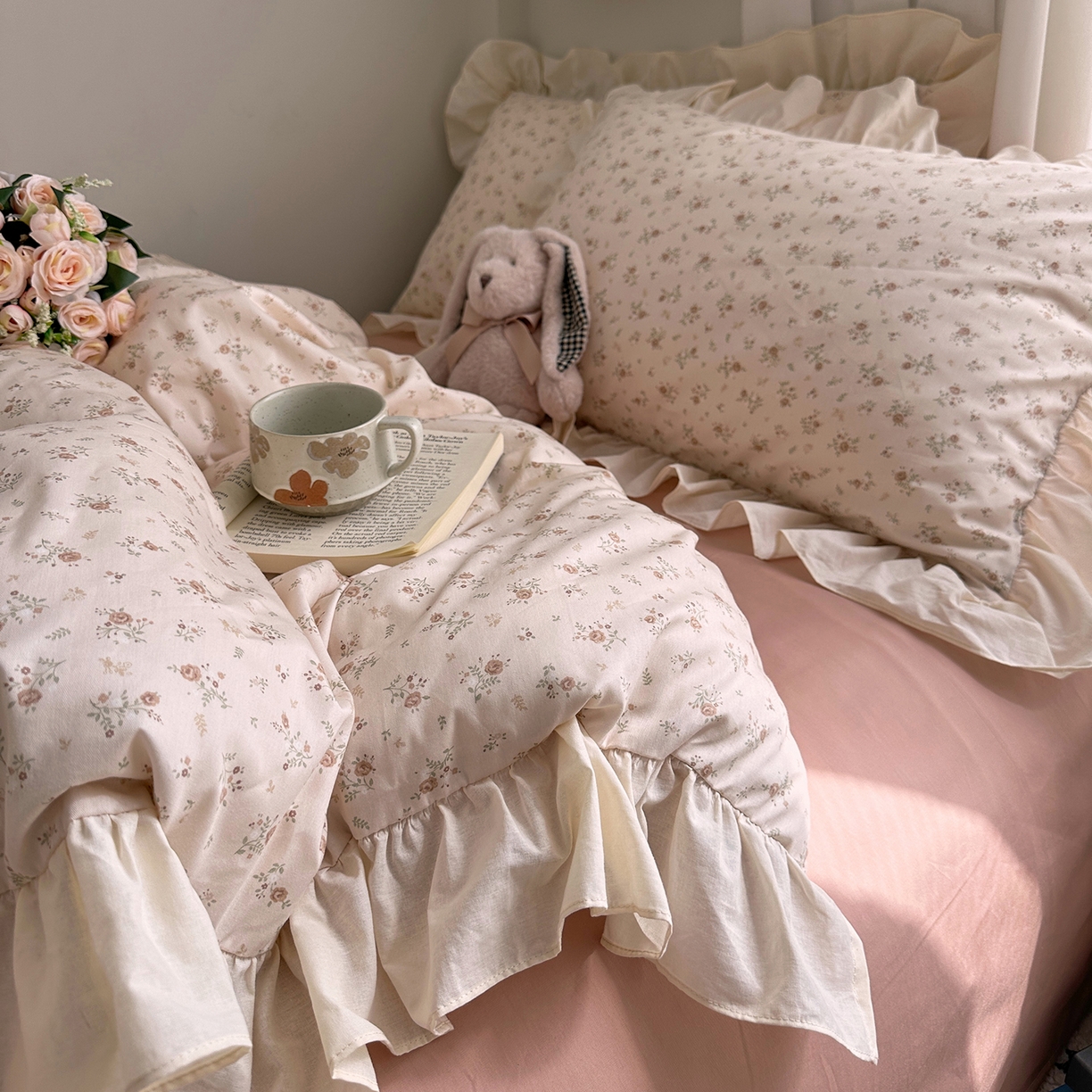 91家纺网 家纺一手货源 找家纺 艾咪-Amy ntmy 2026新款法式田园风全棉纯棉花边款四件套 黛玫