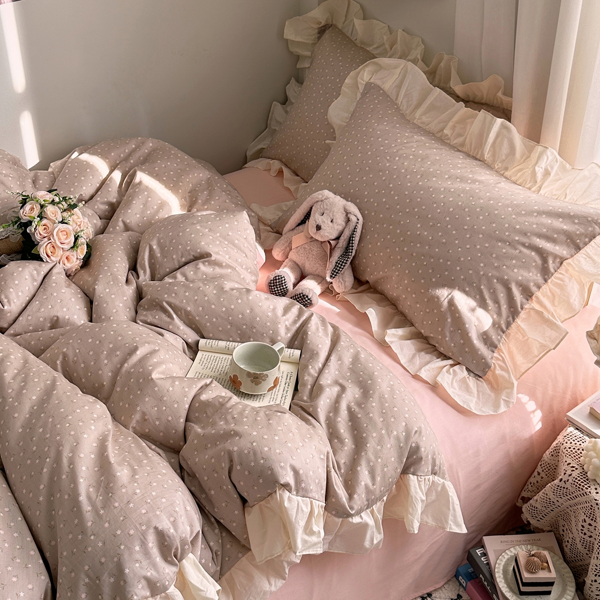 91家纺网 家纺一手货源 找家纺 艾咪-Amy ntmy 2026新款法式田园风全棉纯棉花边款四件套 知夏