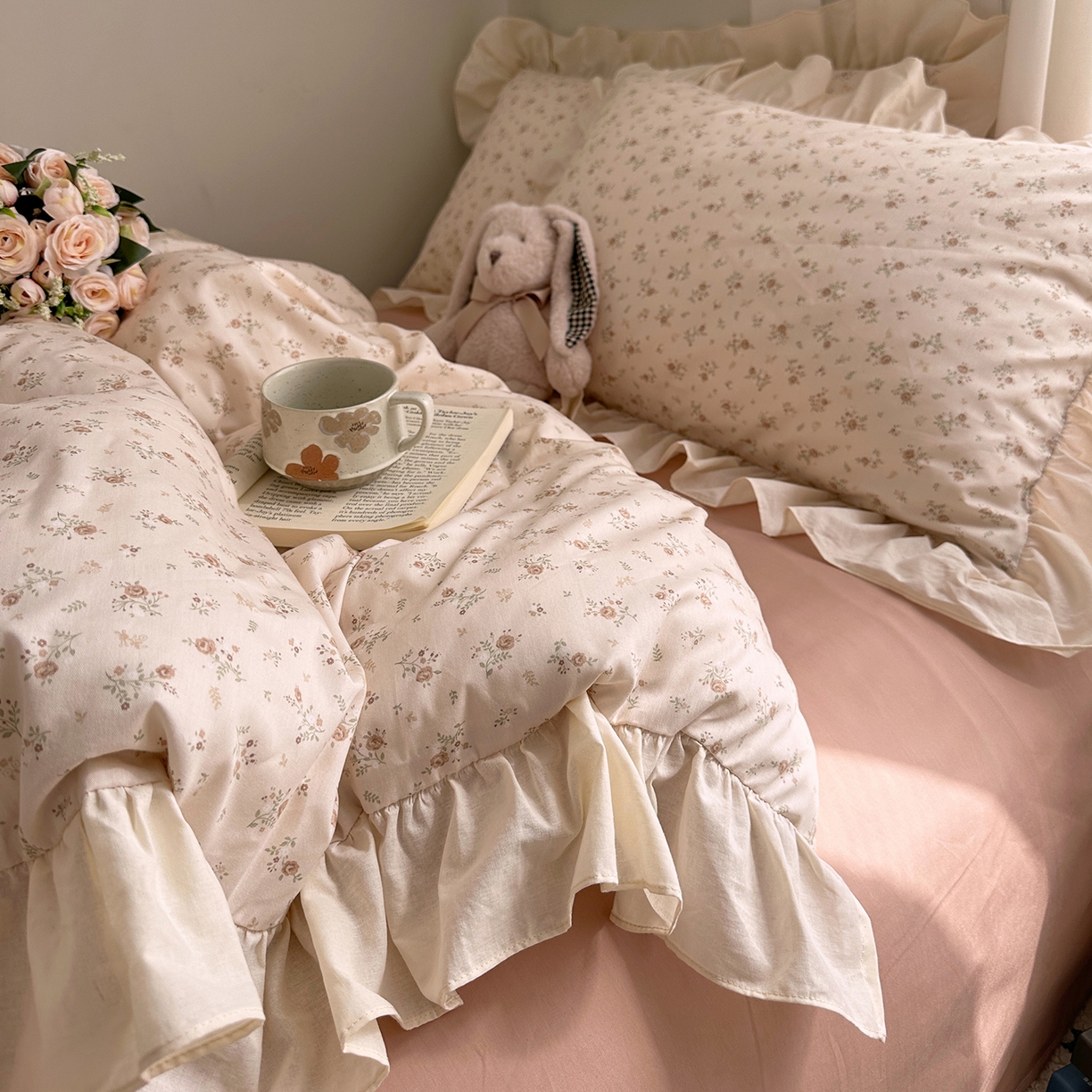 91家纺网 家纺一手货源 找家纺 艾咪-Amy ntmy 2026新款法式田园风全棉纯棉花边款四件套 黛玫